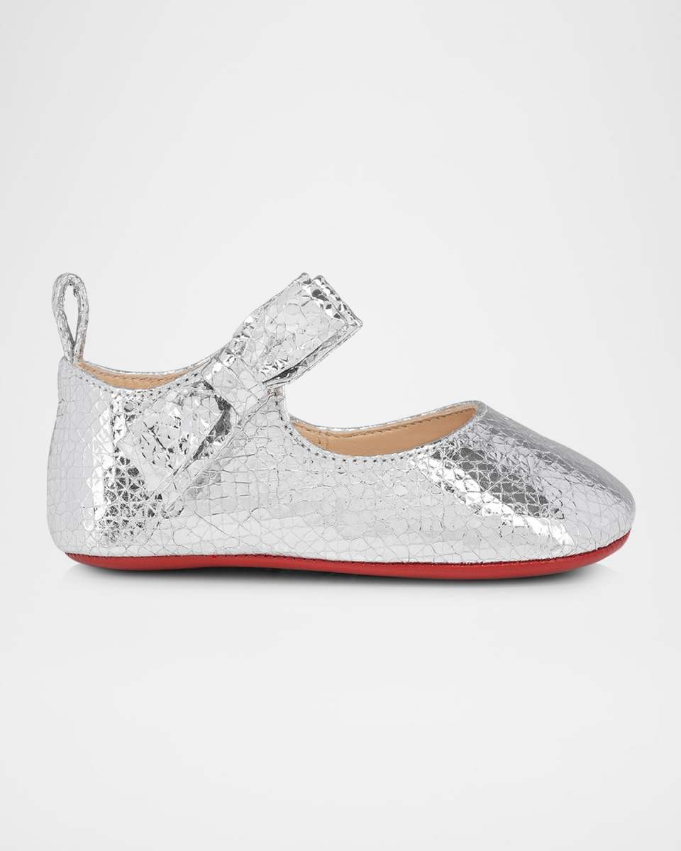 Girl's Lou Specchio Leather Bow Ballet Flats, Baby